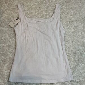PINKMSTYLE Tank Top Women's XL White Sleeveless Slimming Double Lined Stretch